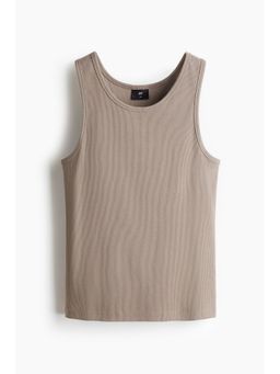 H&M - Men Beige Slim Fit Ribbed Vest Top