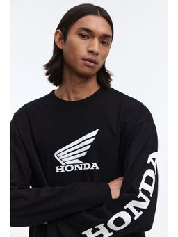 H&M - Men Black Oversized Fit Printed T-Shirt