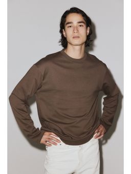 H&M - Men Brown Cooling Relaxed Fit Long-Sleeved T-Shirt