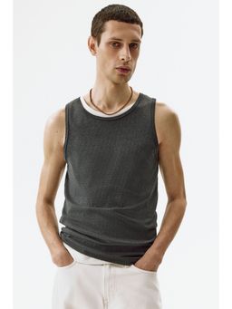 H&M - Men Grey Slim Fit Ribbed Vest Top