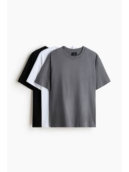 H&M - Men White 3-Pack Relaxed Fit T-Shirts