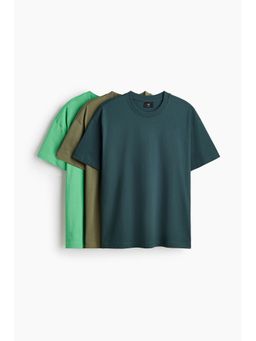H&M - Men Turquoise 3-Pack Relaxed Fit T-Shirts