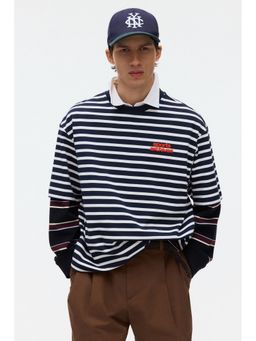 H&M - Men Blue Loose Fit Cotton T-Shirt