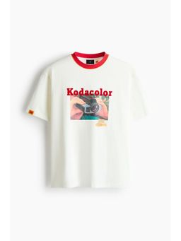 H&M - Men White Loose Fit Printed T-Shirt