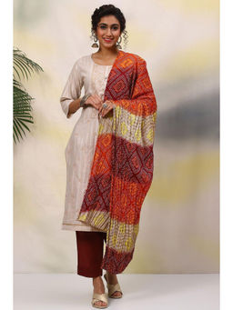 Biba - Brown Cotton Unstitched Suit (Set of 3)