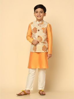 KISAH - Boy Multi Kurta and Jacket with Pyjama (Set of 3)