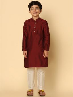KISAH - Boy Maroon Kurta and Pyjama (Set of 2)