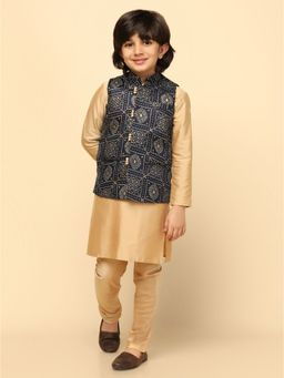 KISAH - Boy Blue Kurta and Jacket with Pyjama (Set of 3)