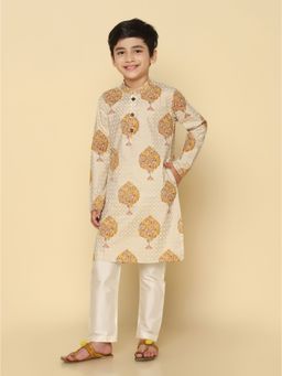 KISAH - Boy Beige Kurta and Pyjama (Set of 2)