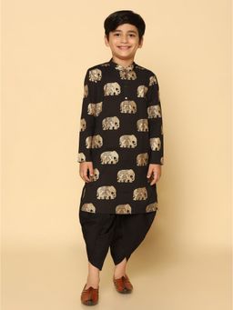 KISAH - Boy Black Kurta and Dhoti (Set of 2)