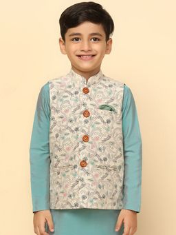 KISAH - Boys Multi Coloured Printed Cotton Blend Nehru Jacket with Kantha Print