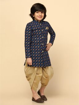 KISAH - Boy Navy Blue Sherwani with Dhoti (Set of 2)