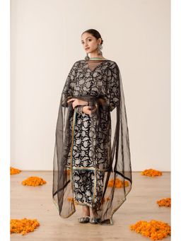 Gulabo Jaipur - Black Cotton Printed Kurta With Pant And Dupatta