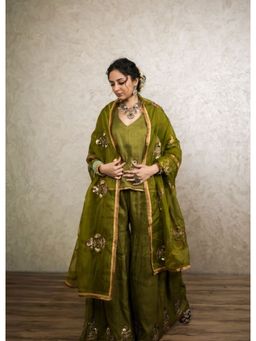 Gulabo Jaipur - Green Cotton Gota Top With Sharara And Dupatta