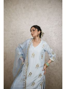 Gulabo Jaipur - Blue Cotton Sequined Kurta With Pant And Dupatta
