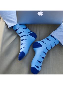 Mint & Oak - Oh, Whale Blue Crew Length Socks