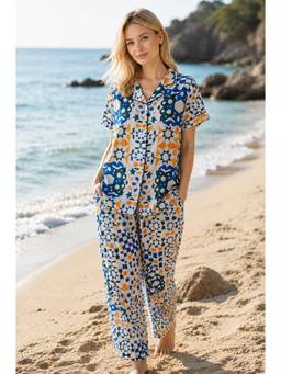 Private Lives - Printed Satin Silky Comfort and Chic Shirt and Pyjama