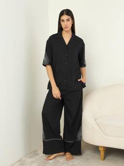Sweet Dreams - Women Embroidered Front Open Co-Ord Set