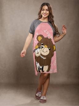 CrossKulture - Short Sleeve Nightdress For Women Pink