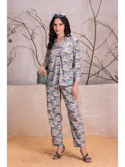 Private Lives - Satin Printed Crepe Co-Ord Set