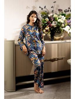 Private Lives - Blue Floral Printed Rayon Co-Ord Set
