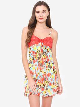 Private Lives - Multi Color Satin Baby Doll