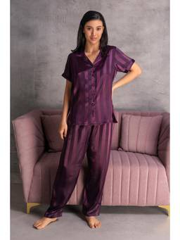 Private Lives - Stripe Satin Classic Shirt and Pyjama