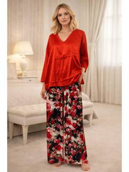 Private Lives - Luxury Satin Elegant Flowing Silhouette Top And Pyjama