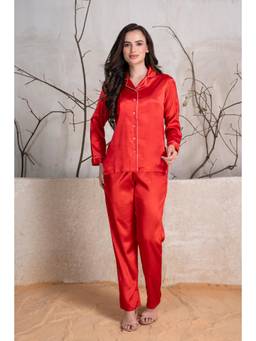 Private Lives - Valentine Red Classic Collar Shirt And Pyjama