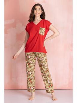 Private Lives - Knit Cotton Floral T-Shirt And Pyjama