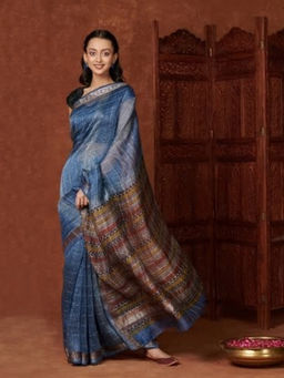 Fabindia - Linen Silk Printed Sari