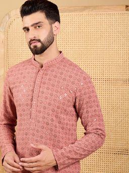ETHNIC BAY - Men Coral Embroidered Straight Kurta