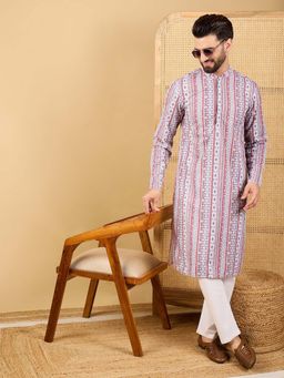 ETHNIC BAY - Men Multi-Color Embroidered Straight Kurta