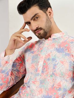 ETHNIC BAY - Men Multi Color Viscose Rayon Embroidered Straight Kurta