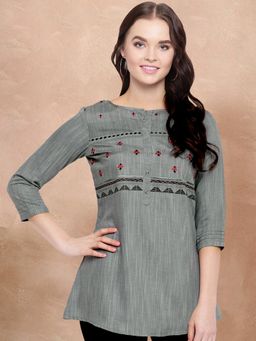 Gahan - Grey Cotton Blend Top