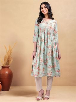 Gahan - Womens Floral Printed Cotton Blend Kurta