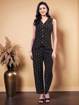 Gahan - Womens Woven Design Cotton Blend Waist Coat with Trouser