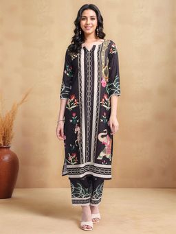 Gahan - Womens Floral Printed Cotton Blend Straight Kurta with Pant