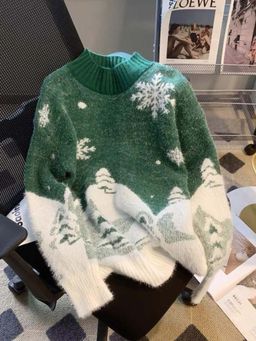 MISS MOSA BY AKANKSHA - Green Woven Comfortable Sweater