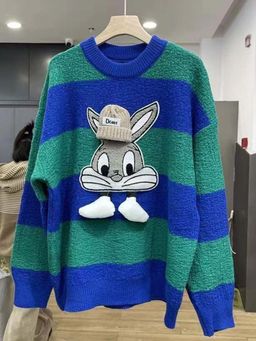 MISS MOSA BY AKANKSHA - Green Stripes Comfortable Sweater