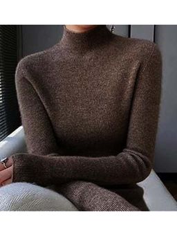 MISS MOSA BY AKANKSHA - Brown Solid Fitted Sweater