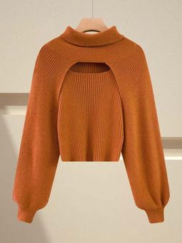 MISS MOSA BY AKANKSHA - Rust Solid Comfortable Sweater