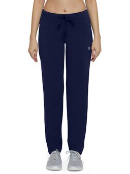 Amante - Essential Solid Mid Rise Relaxed Full Length Pant-Blue