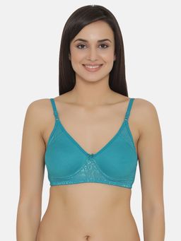 Clovia - Cotton Rich Solid Non-Padded Full Cup Wire Free Everyday Bra - Dark Green