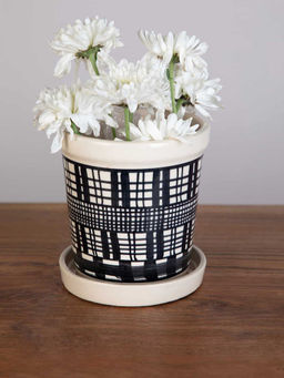 Freedom Tree - Ajra Checks Herb Planter With Tray (Set of 2)