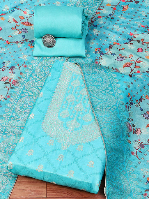 white christmas dresses Buy Blue Embroidered Cotton Blend Dress Material With Dupatta Online at  $34.00 main image 1