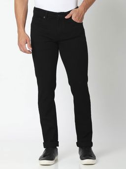 Spykar - Black Cotton Regular Fit Narrow Length Jeans for Men (rover)