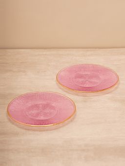 Pure Home + Living - Set of 2 Pink Radical Glass Dessert Plates