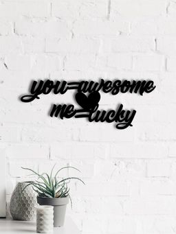eCraftIndia - "You Awesome, Me Lucky" Love Theme Black Wood Wall Art Cut out