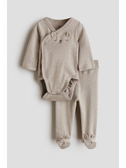 H&M - Unisex Beige 2-piece cotton set